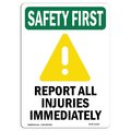 Signmission OSHA Sign, Report All Injuries W/ Symbol, 5in X 3.5in Decal, 10PK, 3.5" W, 5" L, Portrait, PK10 OS-SF-D-35-V-11223-10PK
